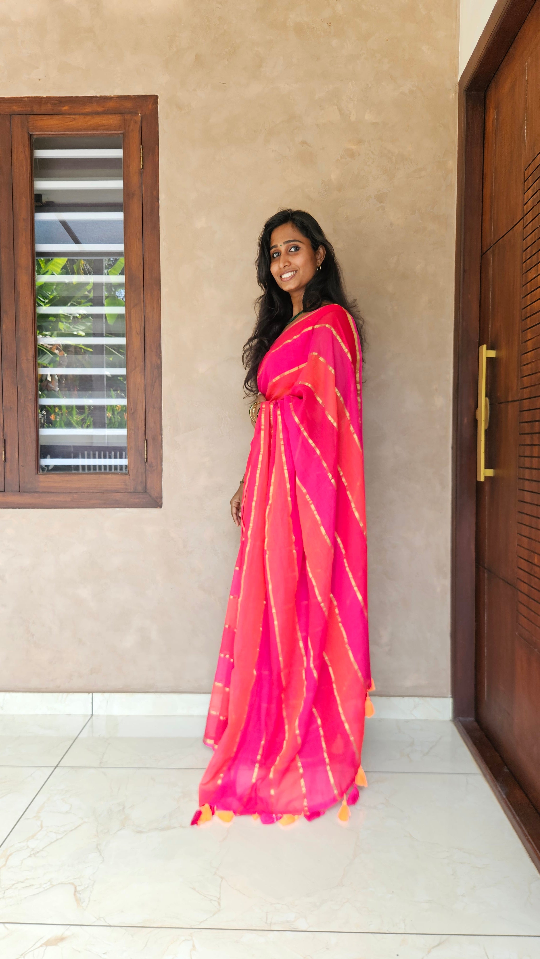 Shanaya red and Pink Saree