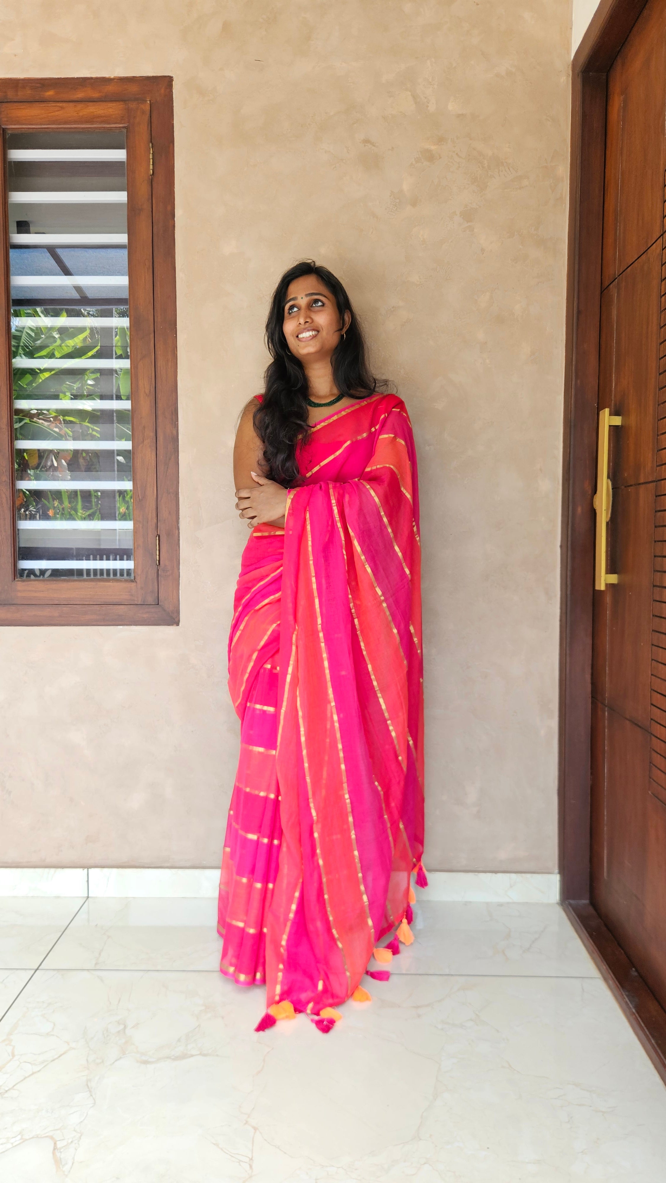 Shanaya red and Pink Saree