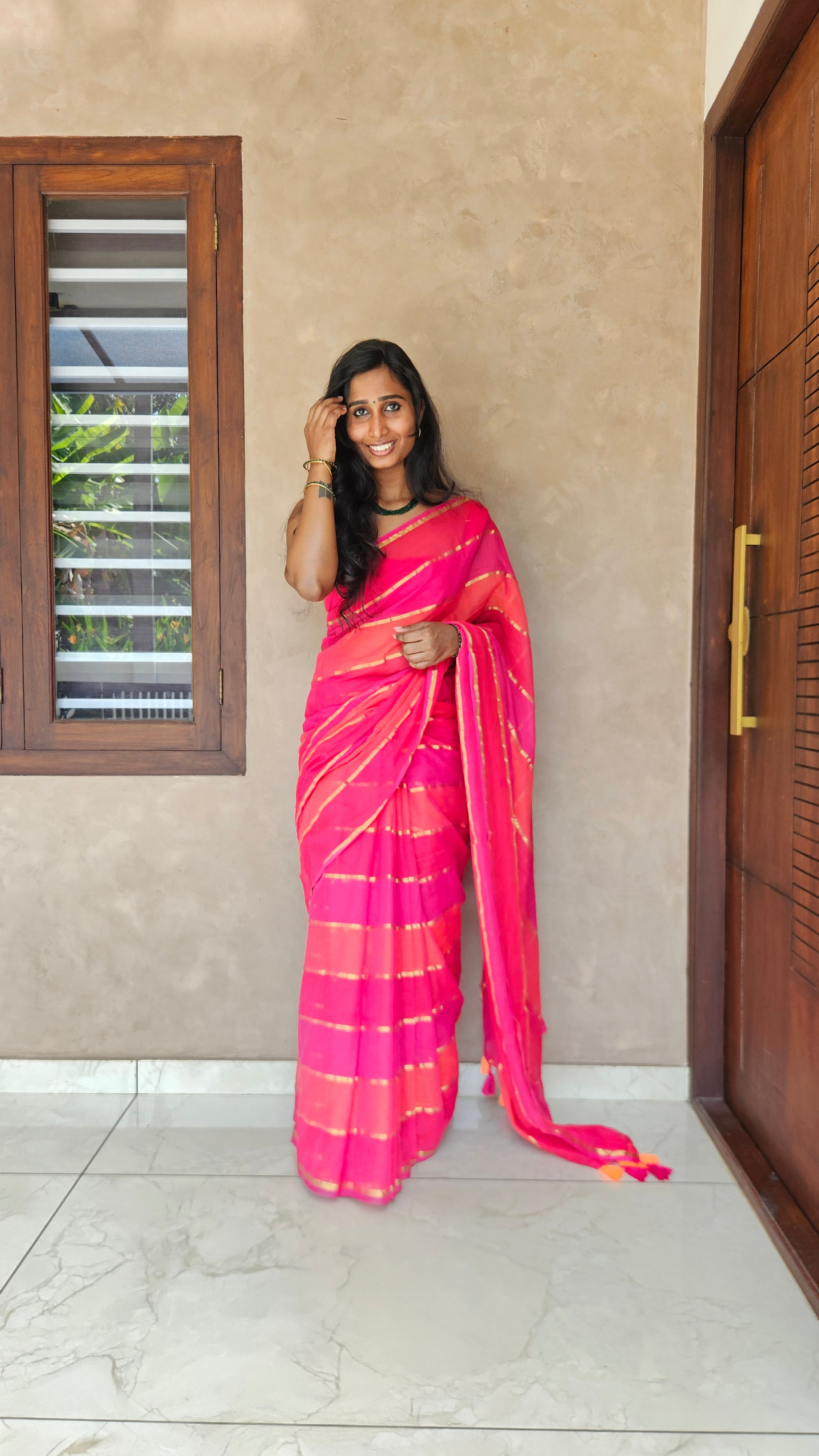 Shanaya red and Pink Saree