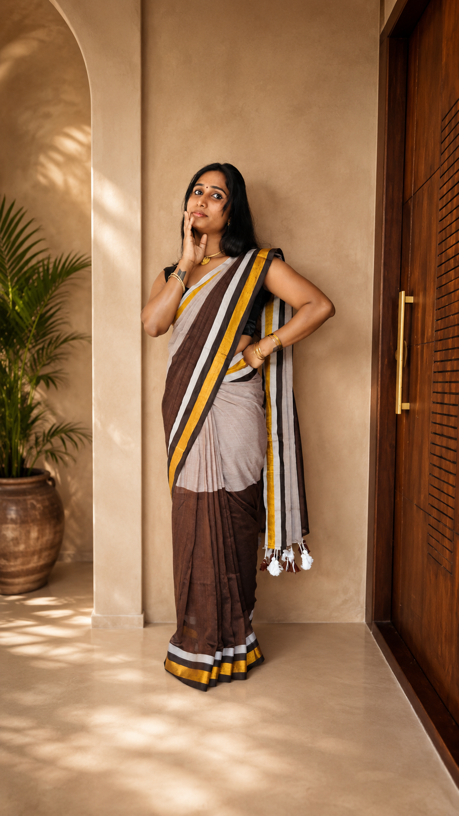 Coffee saree, view 3 | Lolak Boutique
