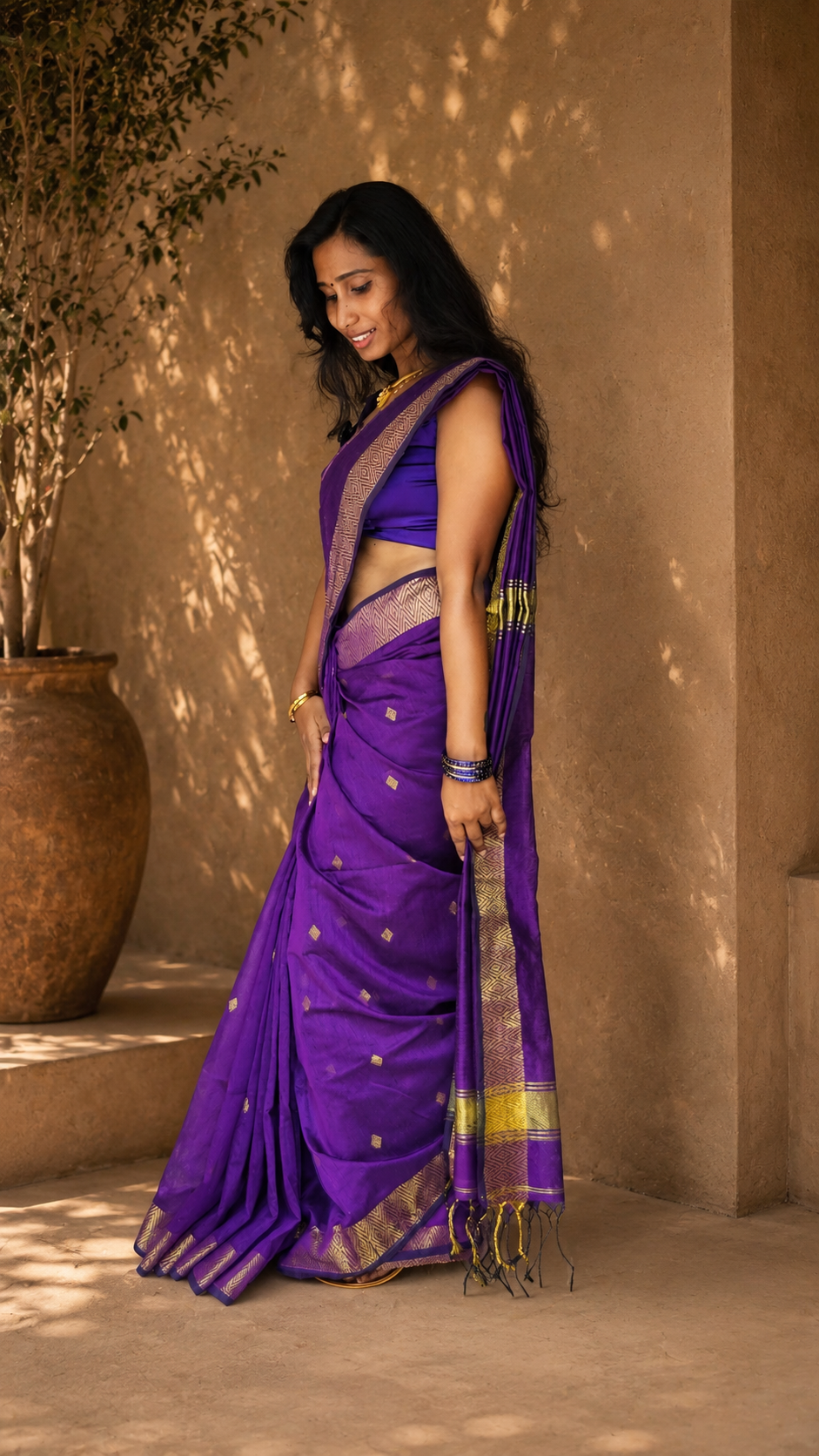 Nayanthara Maheswari cotton saree, view 3 | Lolak Boutique