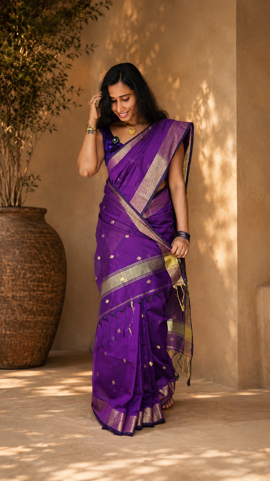 Nayanthara Maheswari cotton saree, view 2 | Lolak Boutique