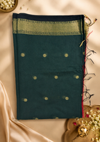 Mahima Maheswari cotton saree in green, view 5 | Lolak Boutique