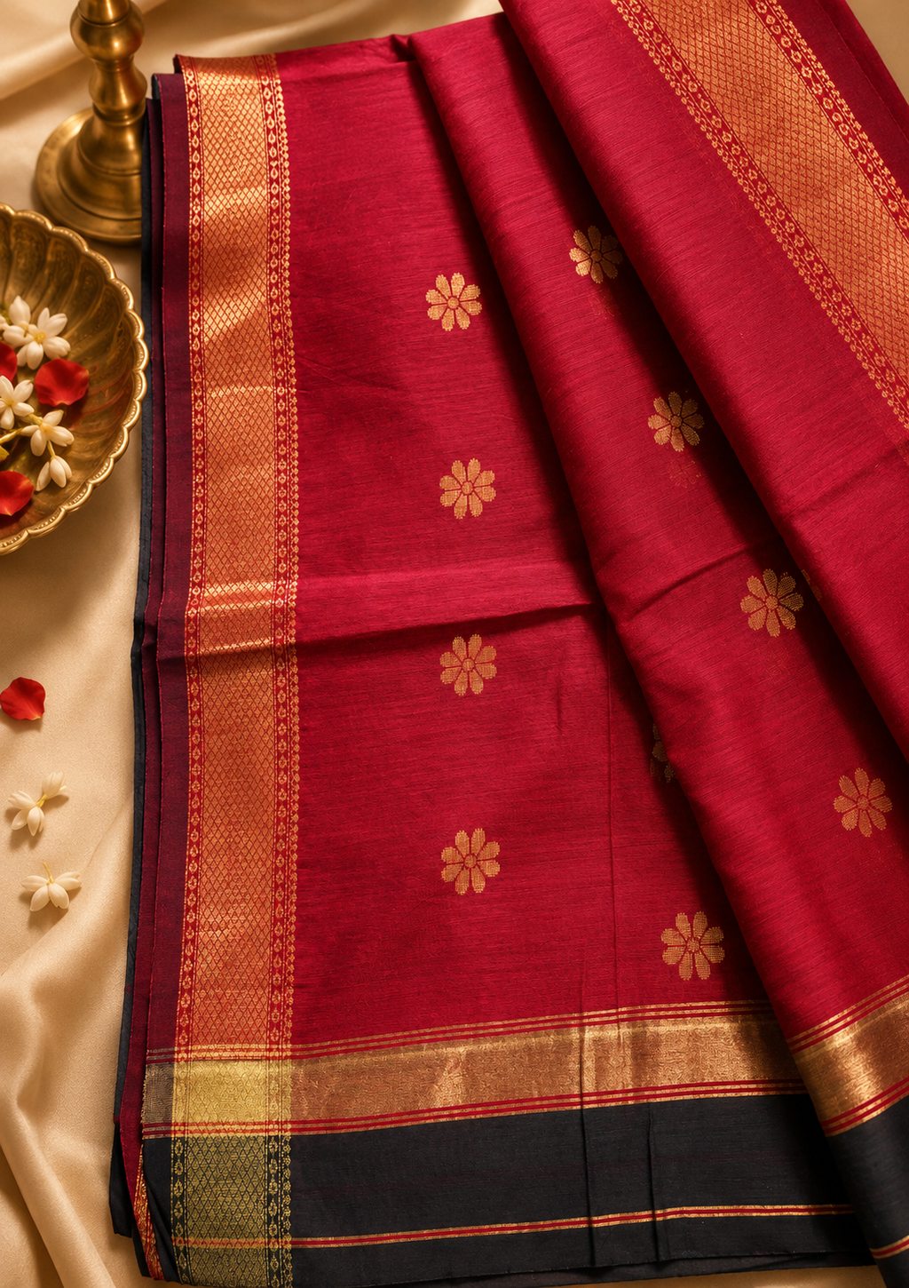 Mahima Maheswari cotton saree in green, view 8 | Lolak Boutique