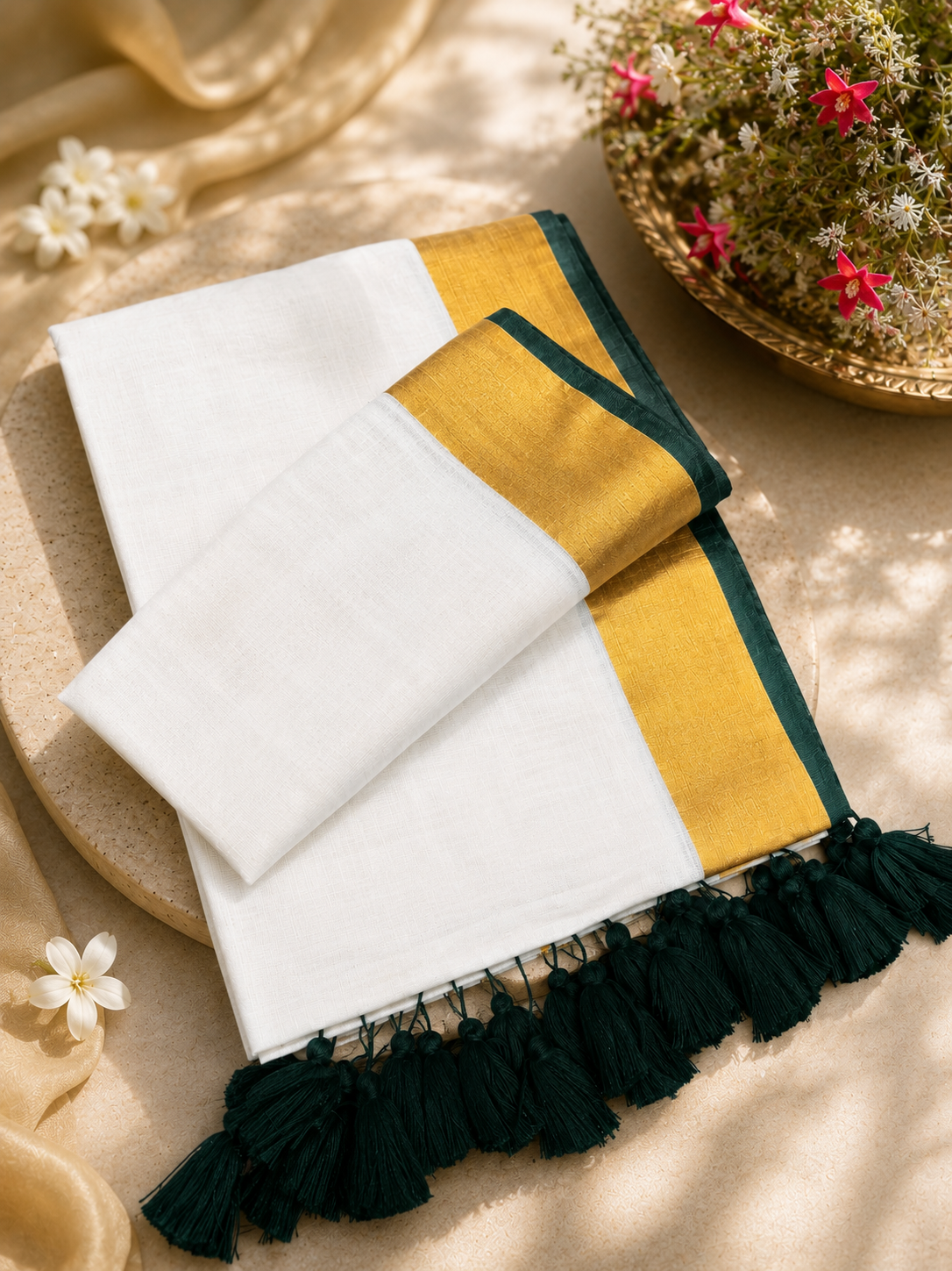 Manjari saree in green, view 4 | Lolak Boutique