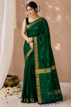 Nayanthara Maheswari cotton saree in green, view 4 | Lolak Boutique